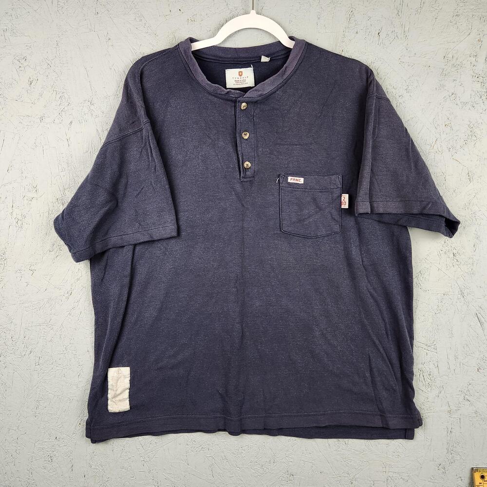 Tyndale Shirt Mens XL Blue Henley Flame Resistant FR Arc Rated HRC 2 Made In USA